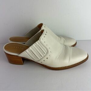 Joie Fayla Ivory Embellished Stacked Heel Slide On Mules